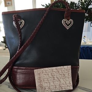 Brighton Black and Brown Heart Accent Tote